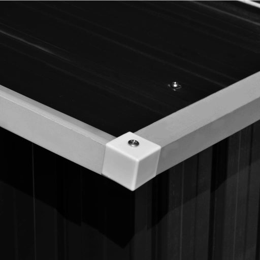 Antracitszürke fém kerti fészer 257 x 580 x 181 cm