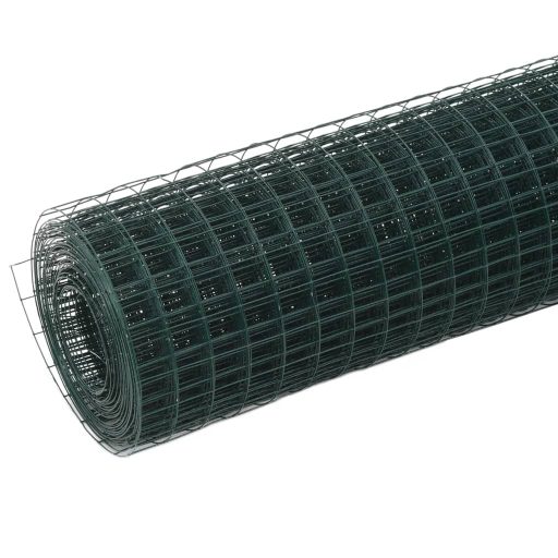Zöld PVC-bevonatú acél csirkeháló drótkerítés 25 x 1,5 m