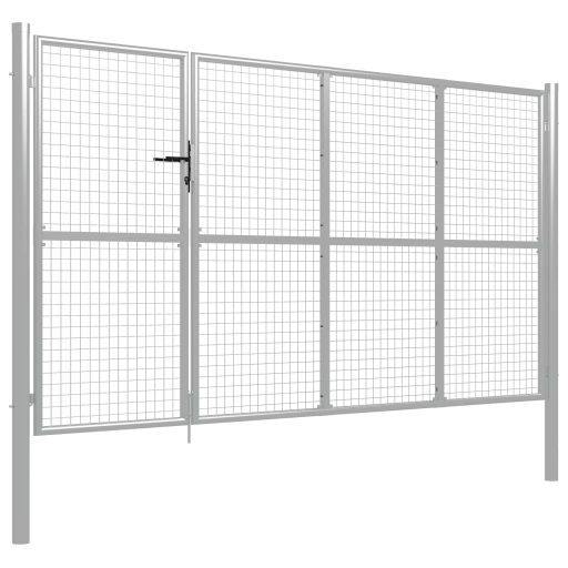 Ezüstszínű acél kertkapu 350 x 150 cm