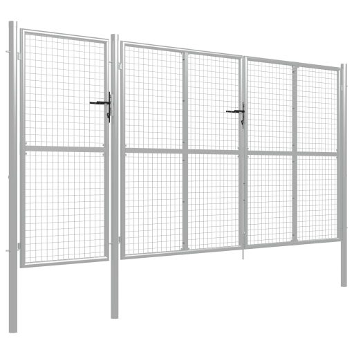 Ezüstszínű acél kertkapu 400 x 150 cm