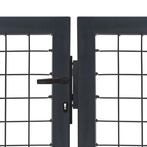 Antracitszürke acél kertkapu póznákkal 350 x 120 cm