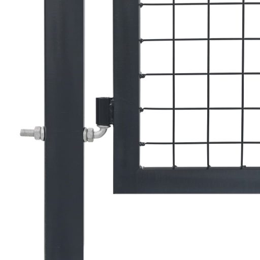 Antracitszürke acél kertkapu póznákkal 350 x 120 cm