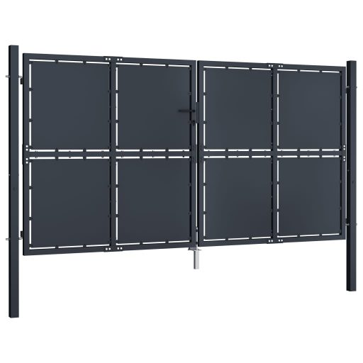 Antracitszürke acél kertkapu 300 x 125 cm