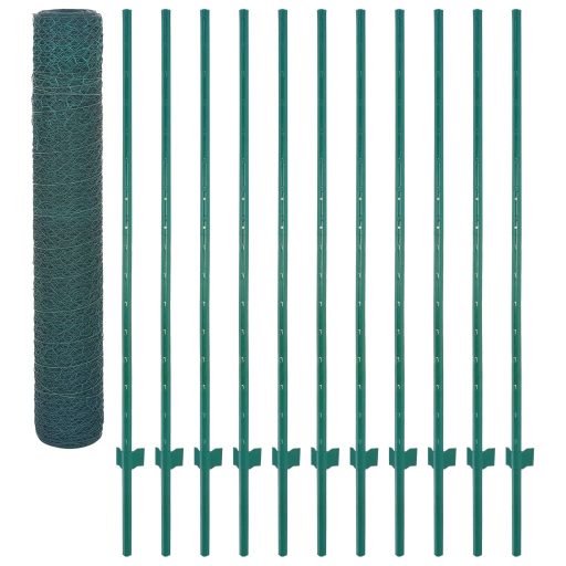 Zöld acél drótkerítés tartóoszlopokkal 25 x 1,5 m