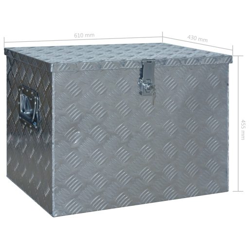 Ezüstszínű alumíniumdoboz 610 x 430 x 455 mm