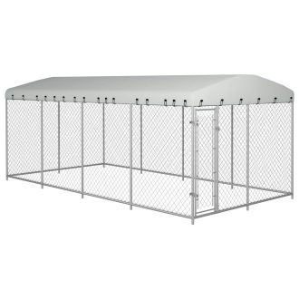 Kültéri kutyakennel tetővel 7,6 x 3,8 x 2,3 m