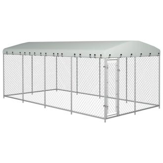 Kültéri kutyakennel tetővel 7,6 x 3,8 x 2,3 m