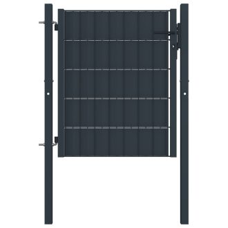 Antracitszürke PVC és acél kerítéskapu 100 x 81 cm