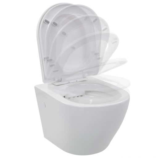 Fehér kerámia perem nélküli fali WC