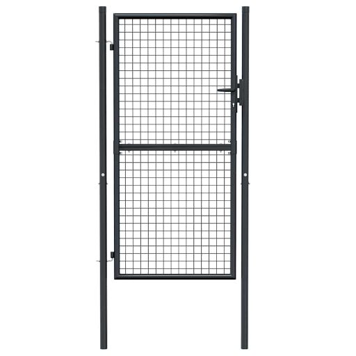Szürke horganyzott acél rácsos kertkapu 100 x 225 cm