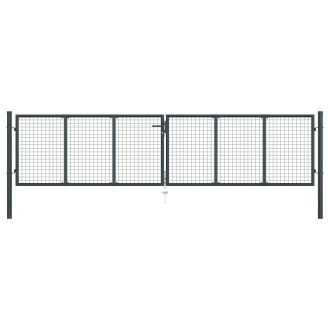 Szürke horganyzott acél rácsos kertkapu 400 x 125 cm