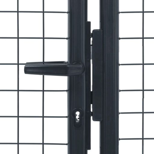 Szürke horganyzott acél rácsos kertkapu 400 x 125 cm