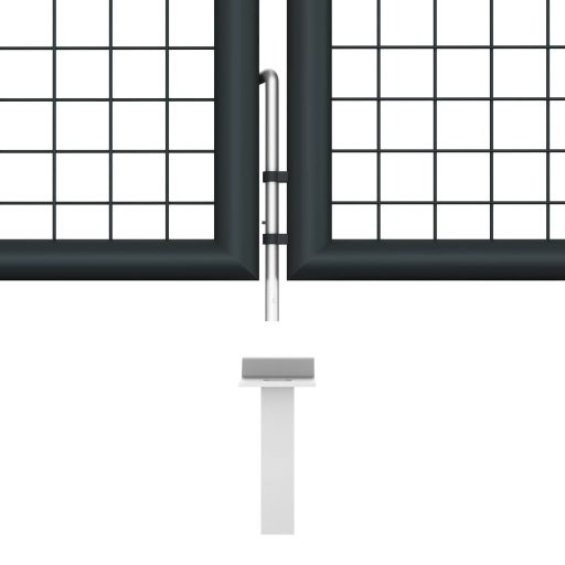 Szürke horganyzott acél rácsos kertkapu 400 x 150 cm