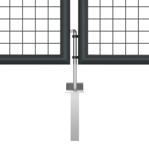 Szürke horganyzott acél rácsos kertkapu 400 x 175 cm