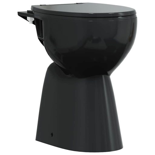 Fekete kerámia perem nélküli WC 7 cm extra magasság Soft Close