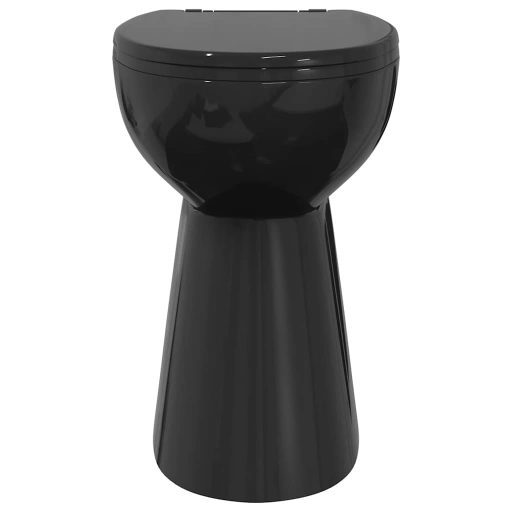 Fekete kerámia perem nélküli WC 7 cm extra magasság Soft Close