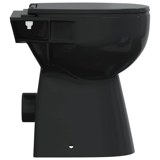 Fekete kerámia perem nélküli WC 7 cm extra magasság Soft Close