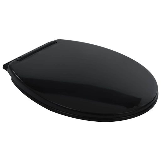 Fekete kerámia perem nélküli WC 7 cm extra magasság Soft Close