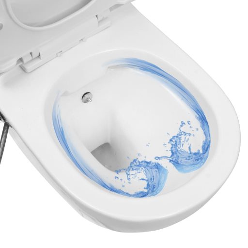 Fehér kerámia perem nélküli fali WC bidé funkcióval