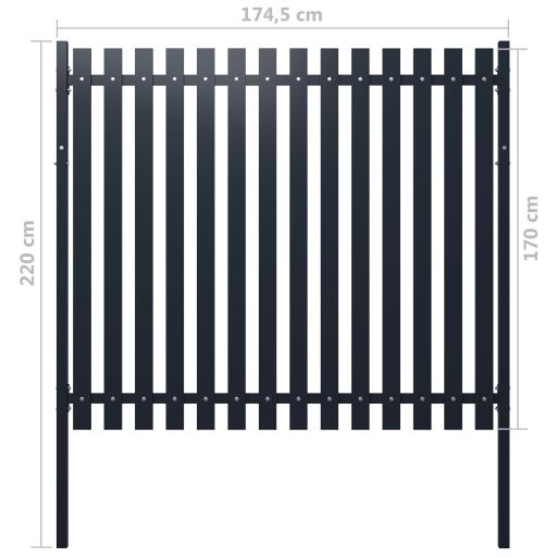 Antracitszürke porszórt acél kerítéspanel 174,5 x 170 cm