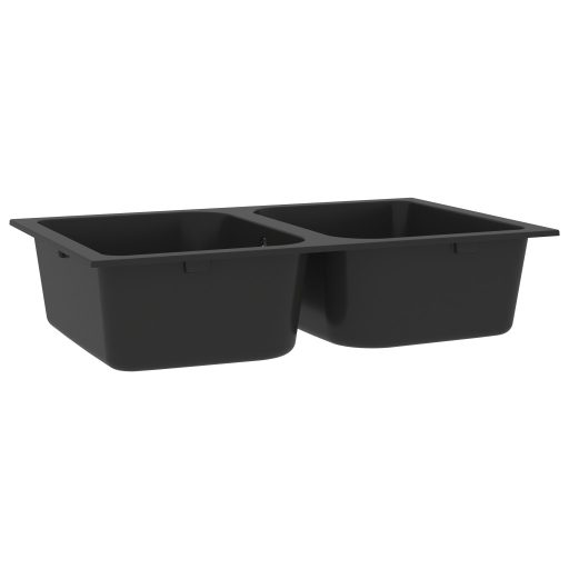 Fekete Konyhai Mosogató 760x480x184 mm Gránit