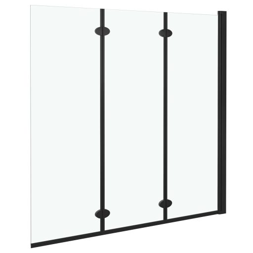 3 paneles fekete ESG zuhanyzó összecsukható ajtóval 130x138 cm