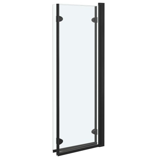 3 paneles fekete ESG zuhanyzó összecsukható ajtóval 130x138 cm