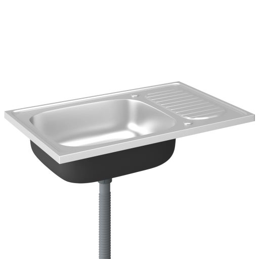 Ezüst rozsdamentes acél lefolyós konyhamosogató 800x500x155 mm