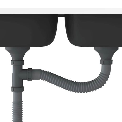 Ezüst rozsdamentes acél dupla konyhamosogató 800 x 500 x 155 mm