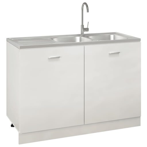 Ezüst rozsdamentes acél dupla konyhamosogató 1200x500x155 mm