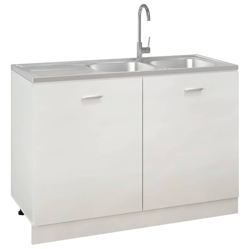 Ezüst rozsdamentes acél dupla konyhamosogató 1200x600x155 mm