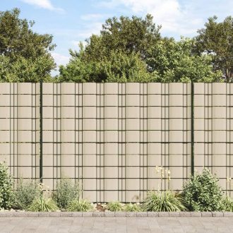   4 db krémszínű PVC kerti árnyékoló kerítés 35 x 0,19 m