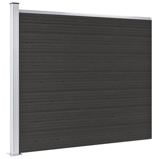 Fekete WPC kerítéspanel 175 x 146 cm