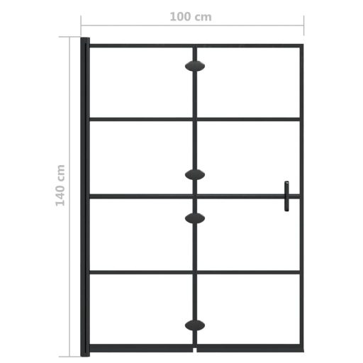 Fekete ESG zuhanykabin összecsukható ajtóval 100 x 140 cm