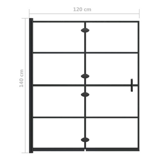 Fekete ESG zuhanykabin összecsukható ajtóval 120x140 cm