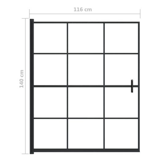 Fekete ESG zuhanykabin 116 x 140 cm