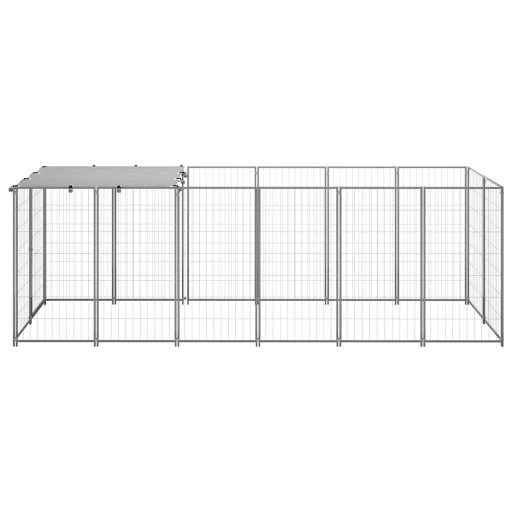 Ezüstszínű acél kutyakennel 330 x 110 x 110 cm