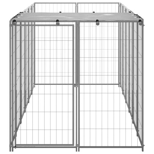 Ezüstszínű acél kutyakennel 330 x 110 x 110 cm