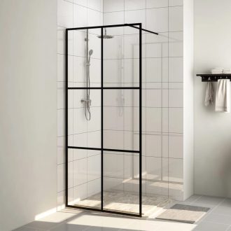 Fekete zuhanyfal átlátszó ESG üveggel 80 x 195 cm