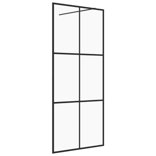Fekete zuhanyfal átlátszó ESG üveggel 80 x 195 cm