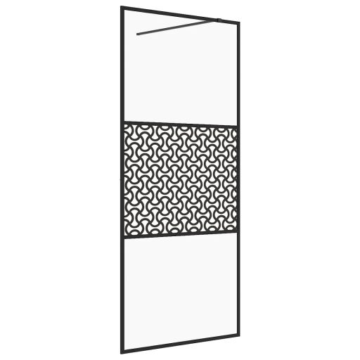 Fekete zuhanyfal átlátszó ESG üveggel 80 x 195 cm