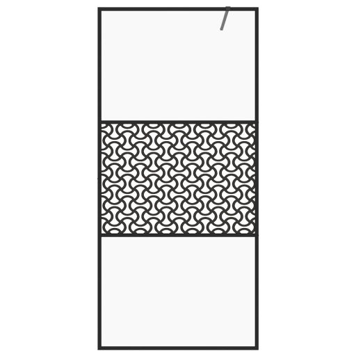 Fekete zuhanyfal átlátszó ESG üveggel 90 x 195 cm
