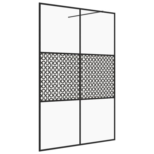 Fekete zuhanyfal átlátszó ESG üveggel 140 x 195 cm