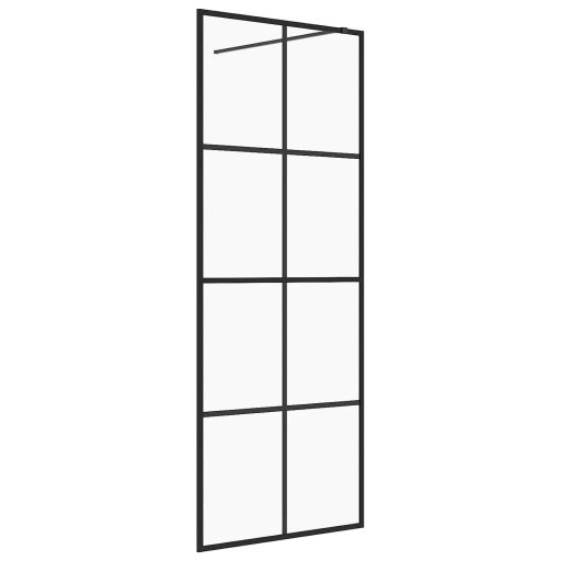 Fekete zuhanyfal átlátszó ESG üveggel 80 x 195 cm