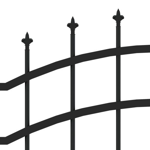 Fekete porszórt acél kerti kerítés lándzsa hegyekkel 222 cm