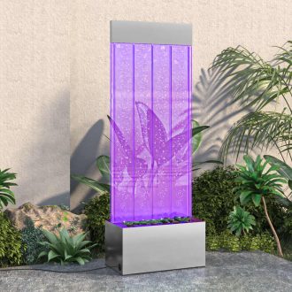   Rozsdamentes acél és akril buborékoszlop RGB LED-ekkel 110 cm