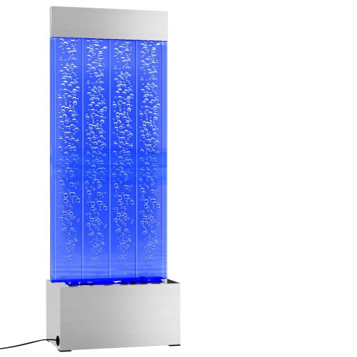 Rozsdamentes acél és akril buborékoszlop RGB LED-ekkel 110 cm