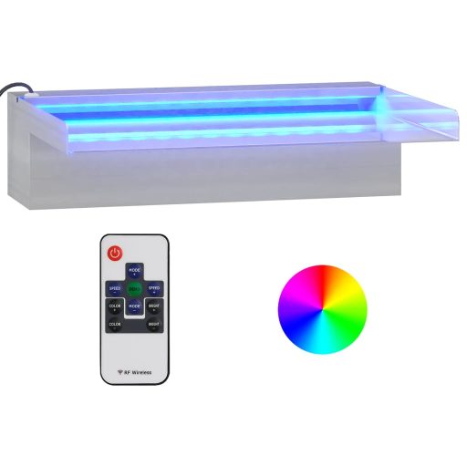 Rozsdamentes acél vízeséskifolyó RGB LED-ekkel 30 cm