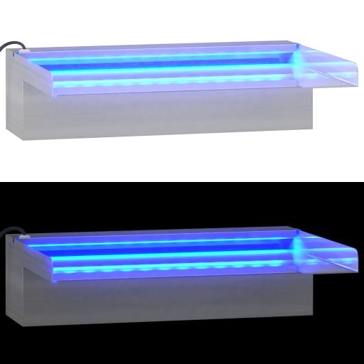 Rozsdamentes acél vízeséskifolyó RGB LED-ekkel 30 cm