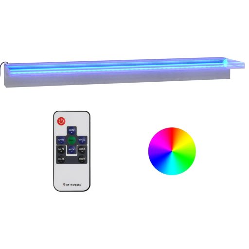 Rozsdamentes acél vízeséskifolyó RGB LED-ekkel 90 cm